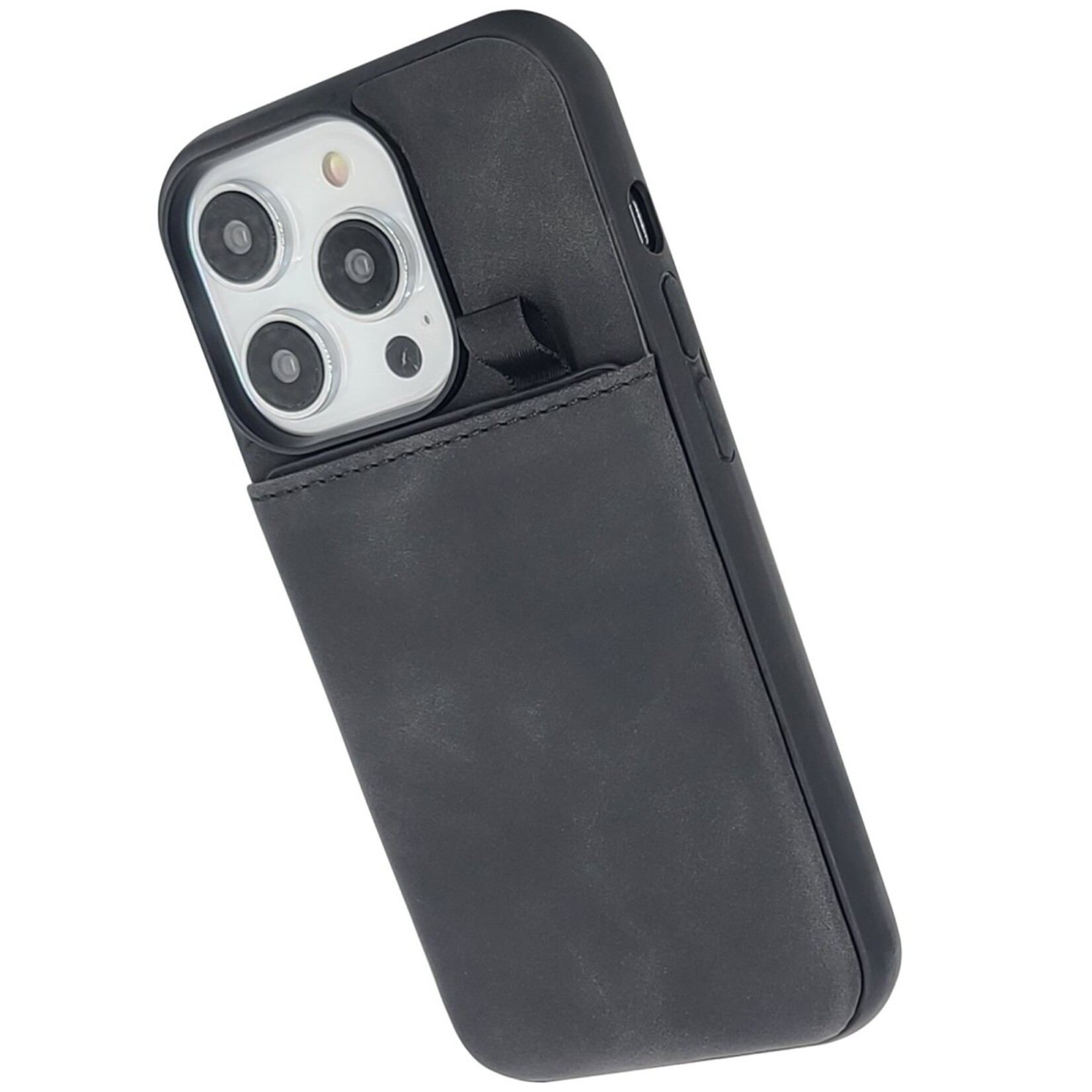 Apple CaseMania Suede Card Holder Case - iPhone 16 Pro Max - Zwart