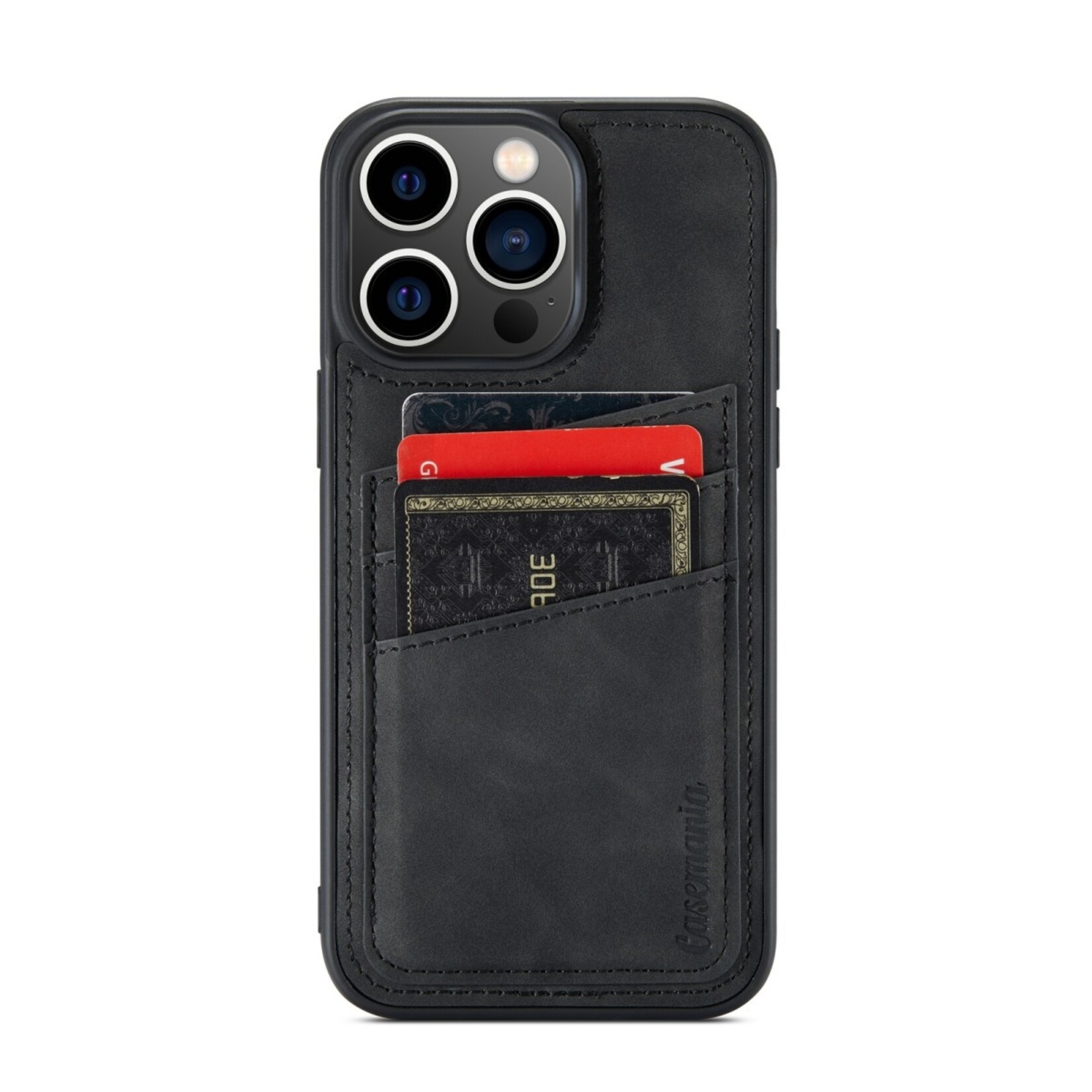 Apple Luxe CM Pocket Backcover - iPhone 16 Pro - Zwart