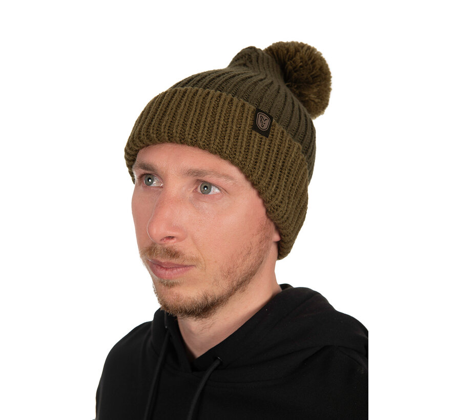 Heavy Knit Bobble Hat - Olive