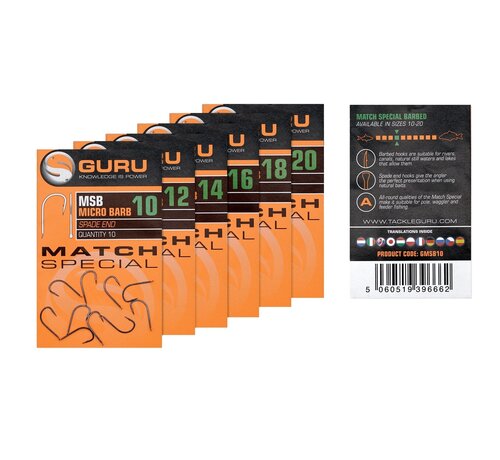Guru Match Special Hook (Barbed/Spade End)10pcs