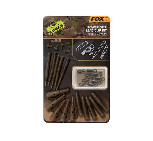 Fox Edges Camo Power Grip Lead Clip Kit Size 7