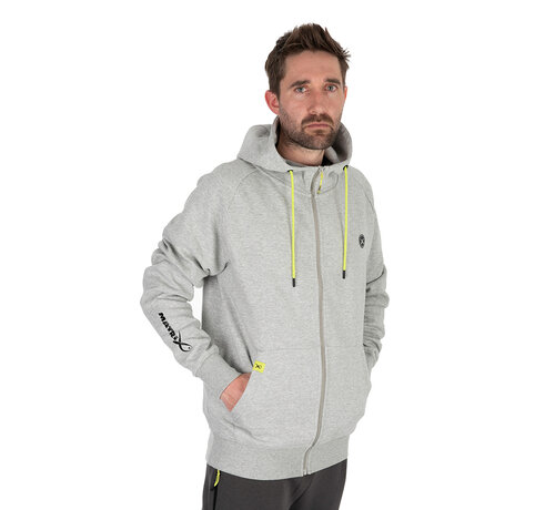 Matrix Black Edition Full Zip Hoody - Marl Grey Lime
