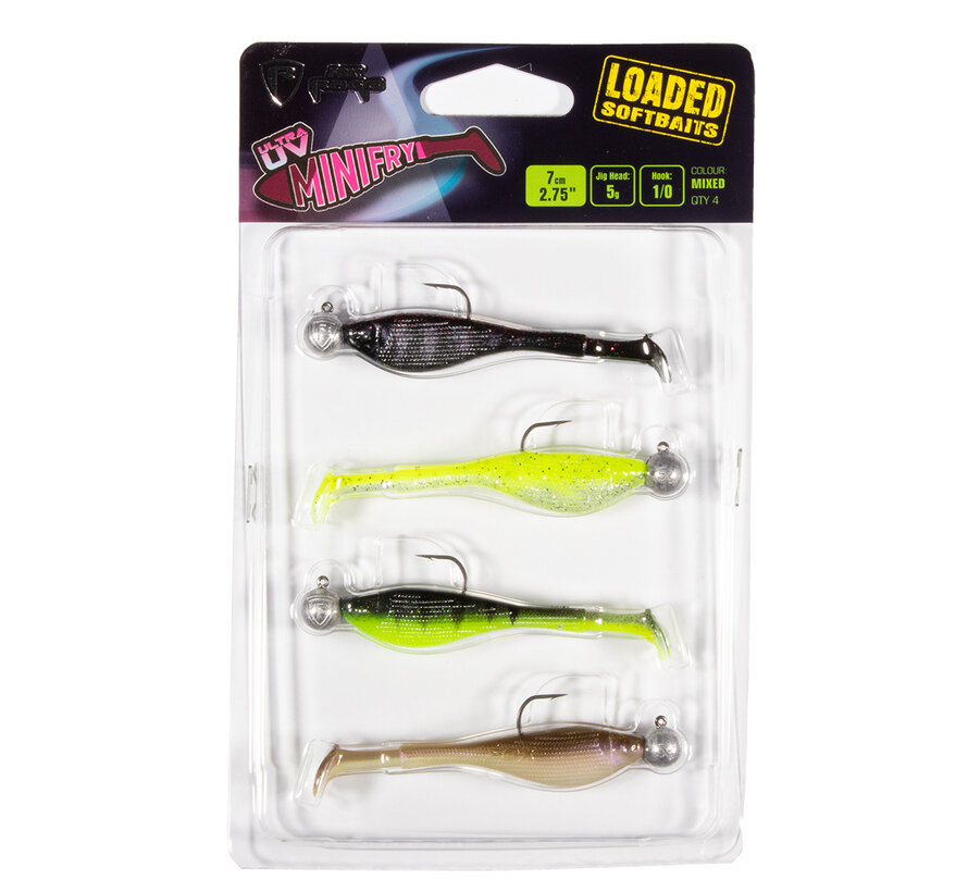 Ultra UV Mini Fry Mixed Colour Loaded Lure Pack 7cm 4pcs