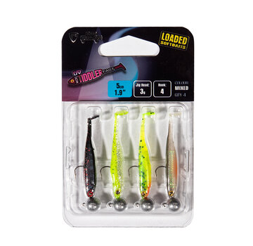 Fox Rage Ultra UV Micro Tiddler Fast Mixed Colour Loaded Lure Pack 5cm 4pcs