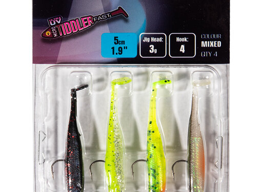 Fox Rage Ultra UV Micro Tiddler Fast Mixed Colour Loaded Lure Pack 5cm 4pcs