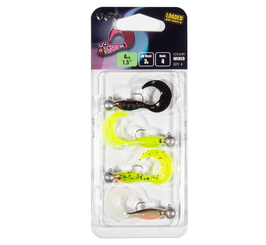 Ultra UV Micro Grub Mixed Colour Loaded Lure Pack 4cm 4pcs