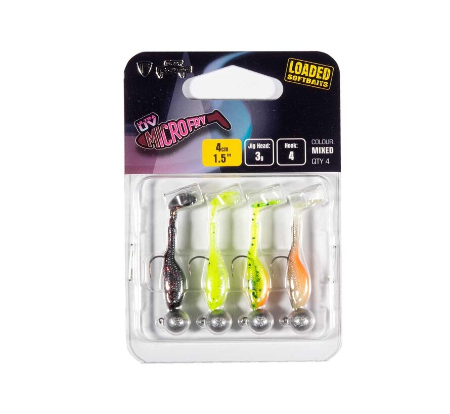 Ultra UV Micro Fry Mixed Colour Loaded Lure Pack 4cm 4pcs