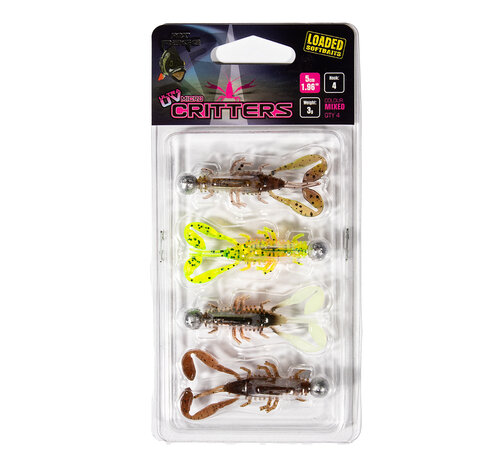 Fox Rage Ultra UV Micro Critter Mixed Colour Loaded Lure Pack 5cm 4pcs