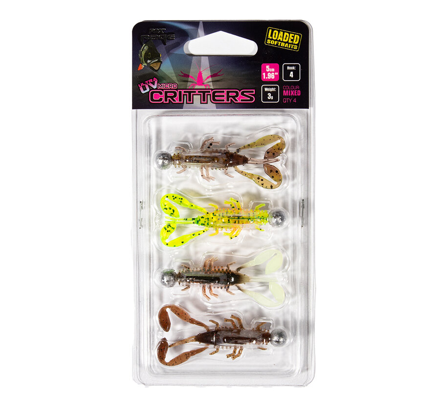 Ultra UV Micro Critter Mixed Colour Loaded Lure Pack 5cm 4pcs