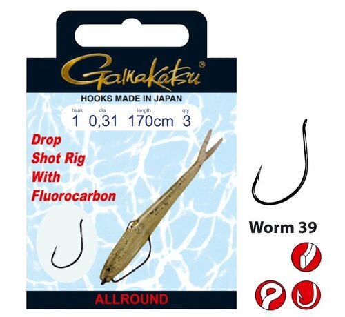 GAMAKATSU Booklet Dropshot Rig Worm 39 170cm NS Black