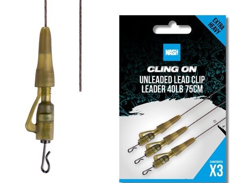 NASH Cling On Unleaded Lead Clip Leader 75cm