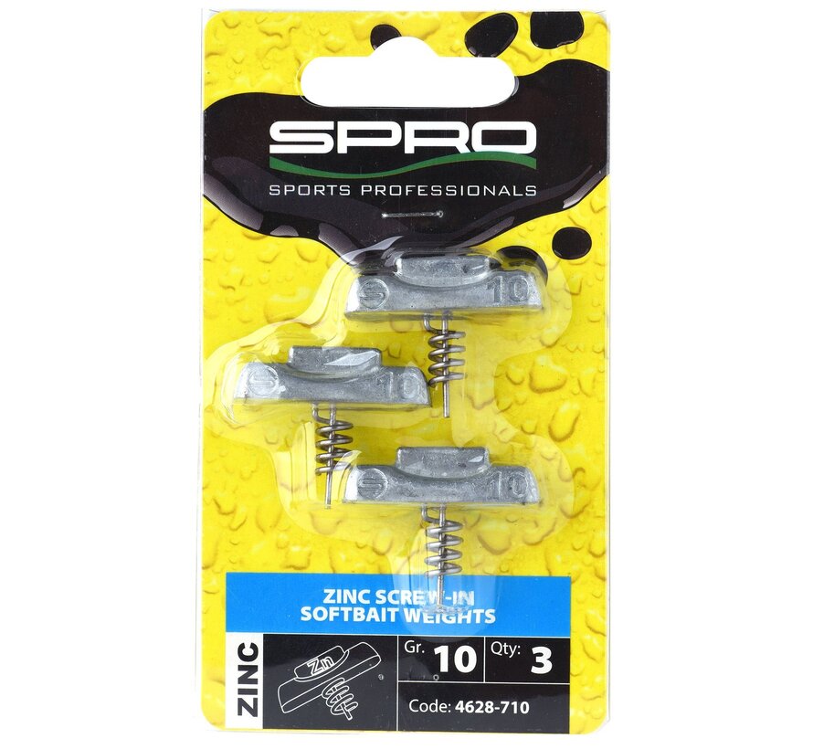 Zinc Screw-In Softbait Weights 3PC