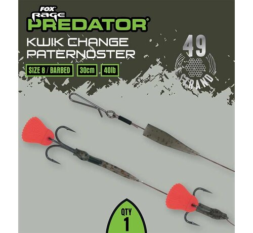 Fox Rage Predator Kwik Change Paternoster Trace 30cm Barbed
