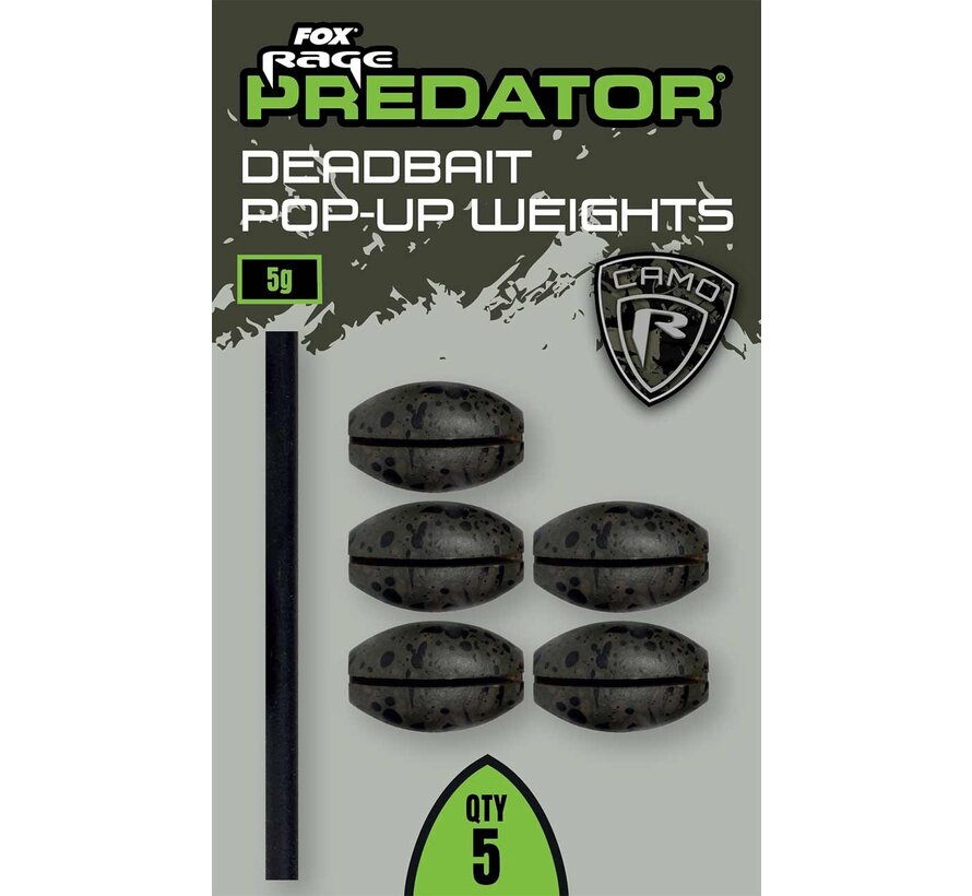 Predator Camo Deadbait Pop-Up Weights x 5