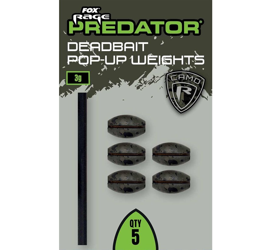 Predator Camo Deadbait Pop-Up Weights x 5