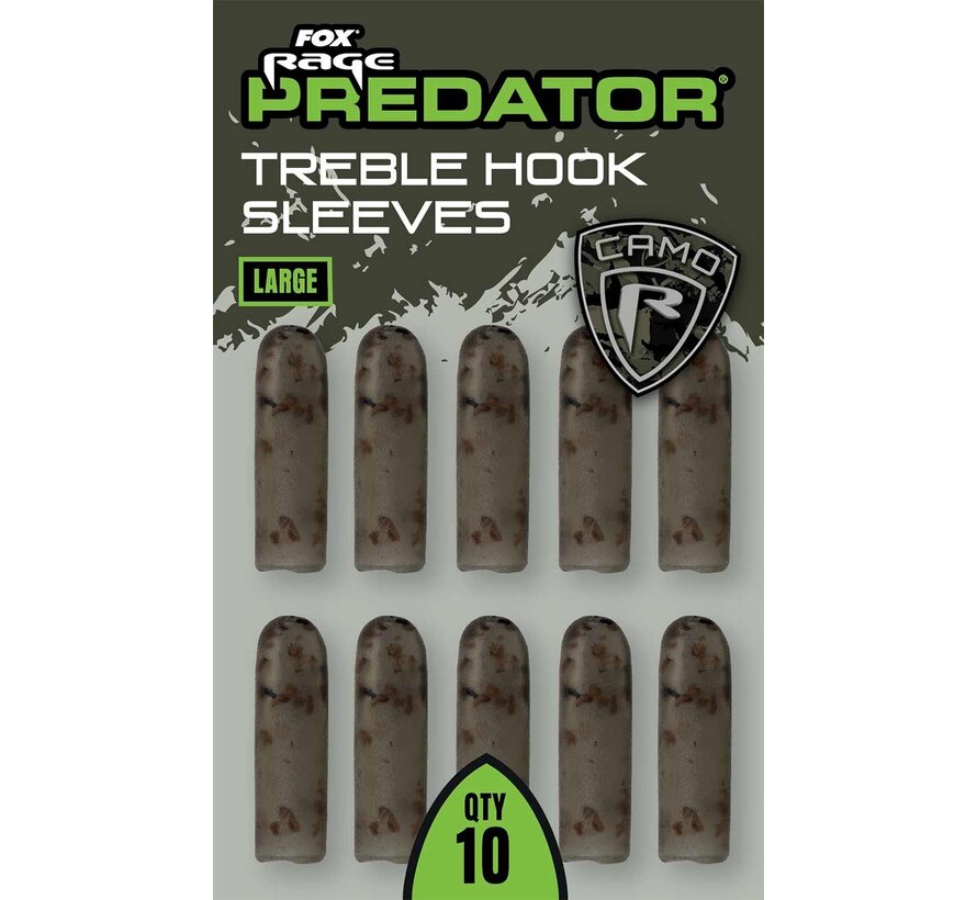 Predator Camo Treble Hook Sleeves Large x 10