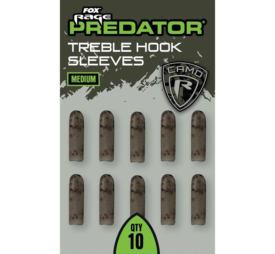 Predator Camo Treble Hook Sleeves Medium x 10