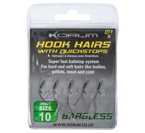 Korum Hook Hairs With Quickstops Barbless