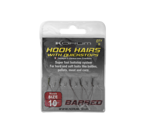 Korum Hook Hairs With Quickstops Barbed