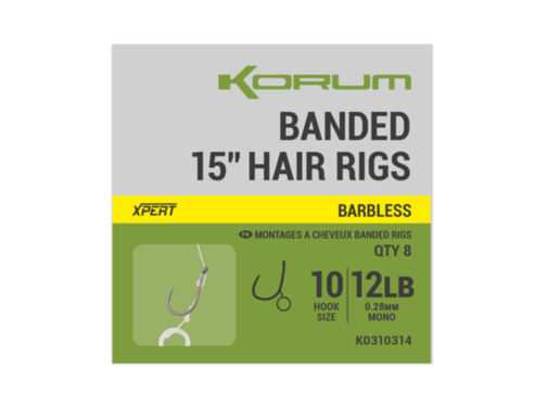 Korum Banded Hair Rigs Barbless - 15 Inch