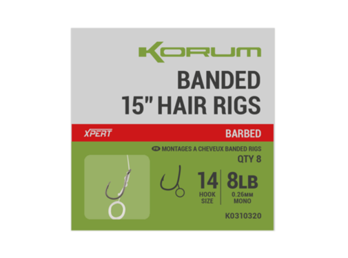 Korum Banded Hair Rigs Barbed - 15 Inch