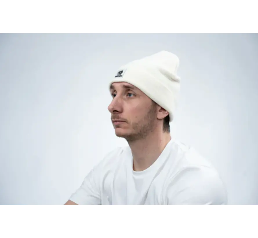 Make It Happen Badge Beanie Hat Ecru