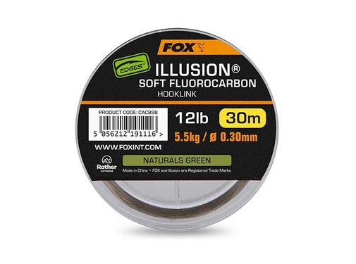 Fox Edges Illusion Soft Fluorocarbon Hooklink 30m - Naturals Green