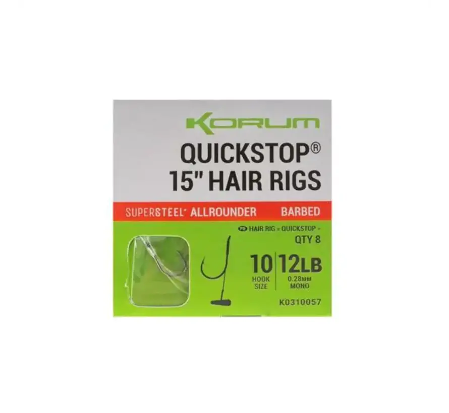 Supersteel Big Fish Quickstop Hair Rigs Barbed 15"/38cm
