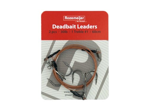 Rozemeijer Deadbait Leaders 1x #1 treble 60cm 30lb 2pcs