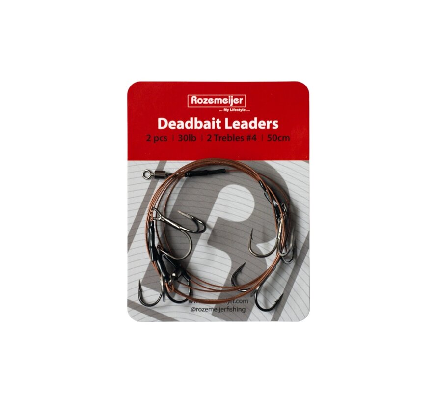 Deadbait Leaders 2x  treble 50cm 2pcs