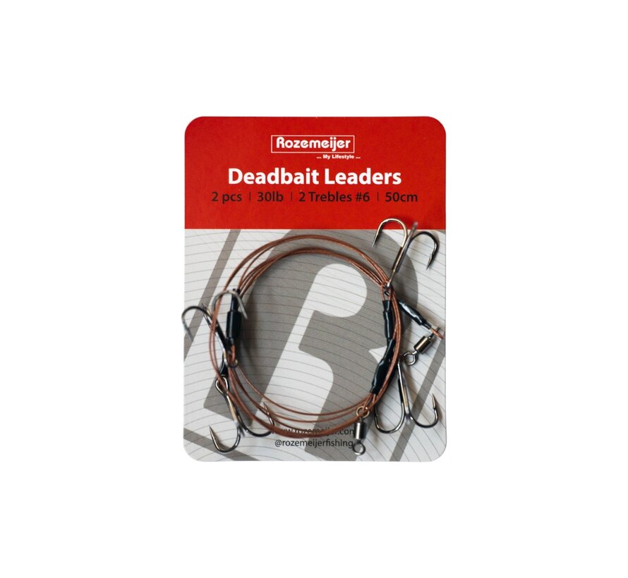 Deadbait Leaders 2x  treble 50cm 2pcs