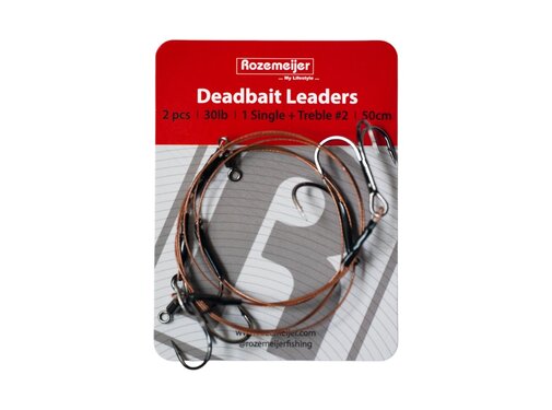 Rozemeijer Deadbait Leaders 1x single +  treble 50cm 30lb 2pcs