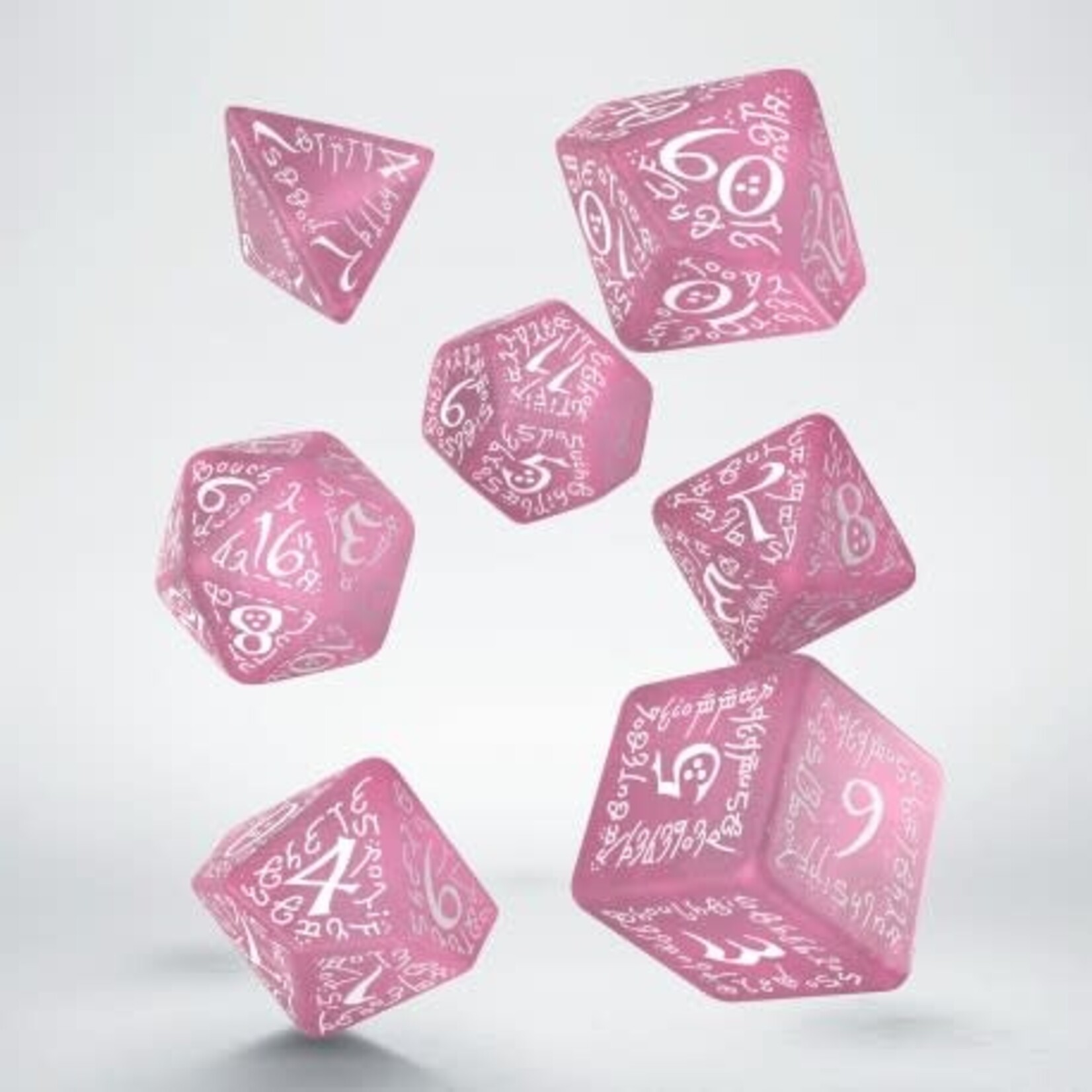 Q Workshop Elvish Shimmering pink & White Dice Set