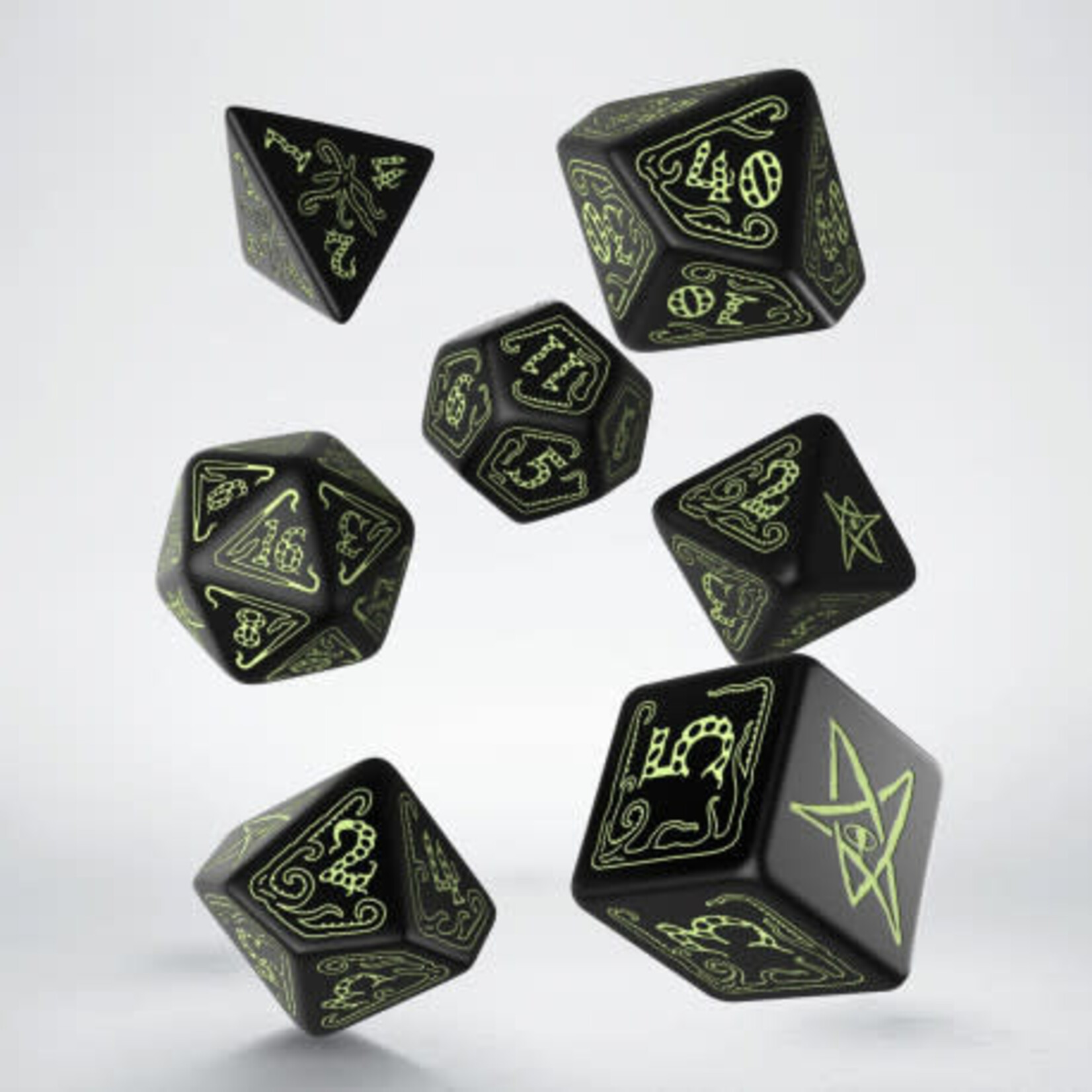 Q Workshop Call of Cthulhu Dice Black & glow-in-the-dark Dice Set