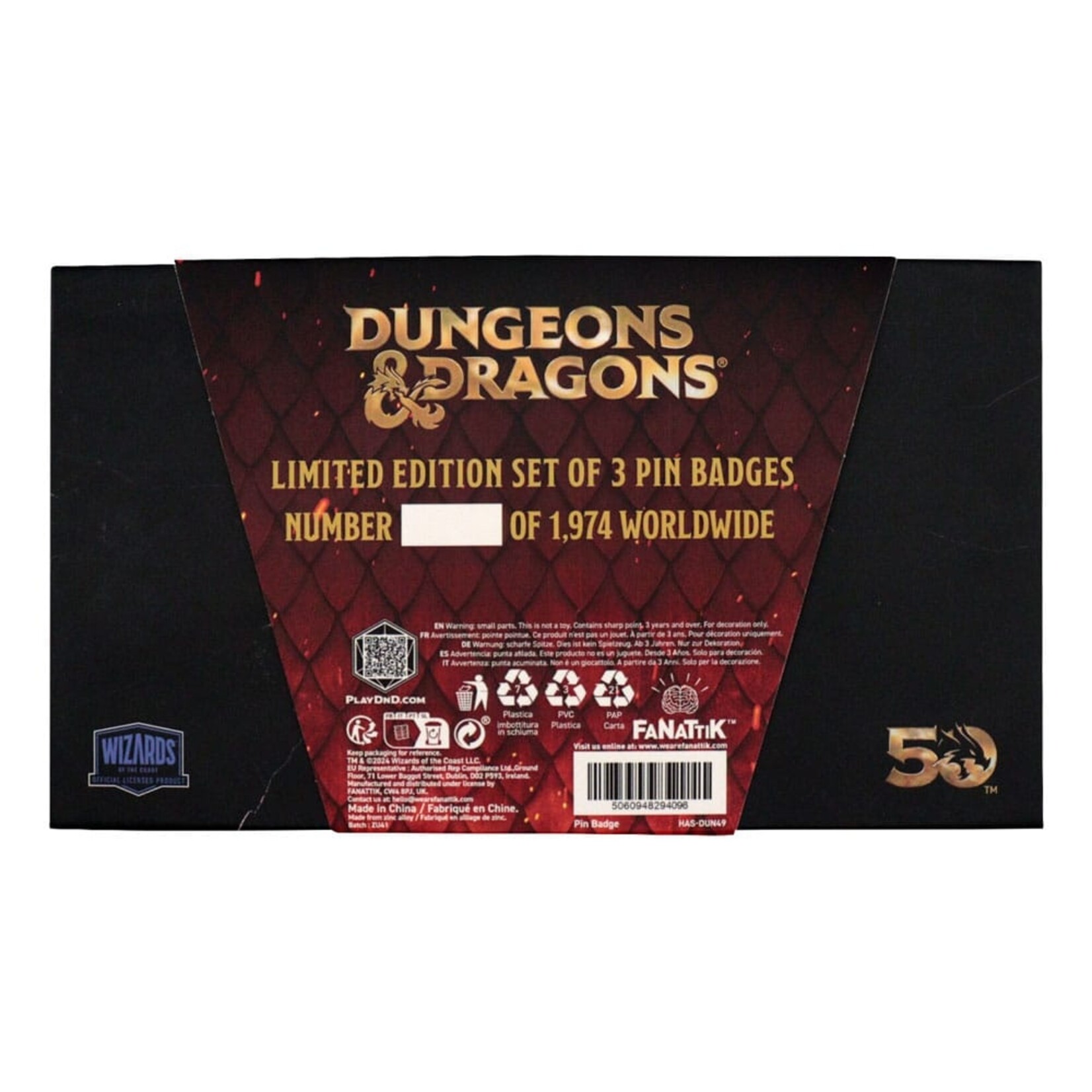 Fanattick Dungeons & Dragons Pin Badge Set 50th Anniversary  | Pre-Order  12/2024