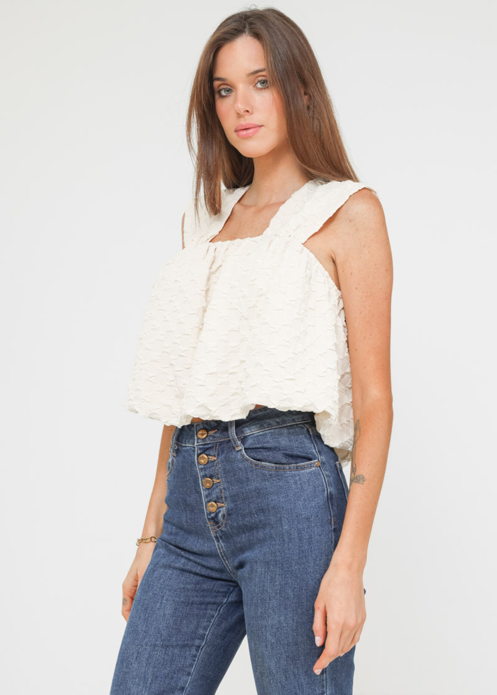 Rosa Puff Top - White