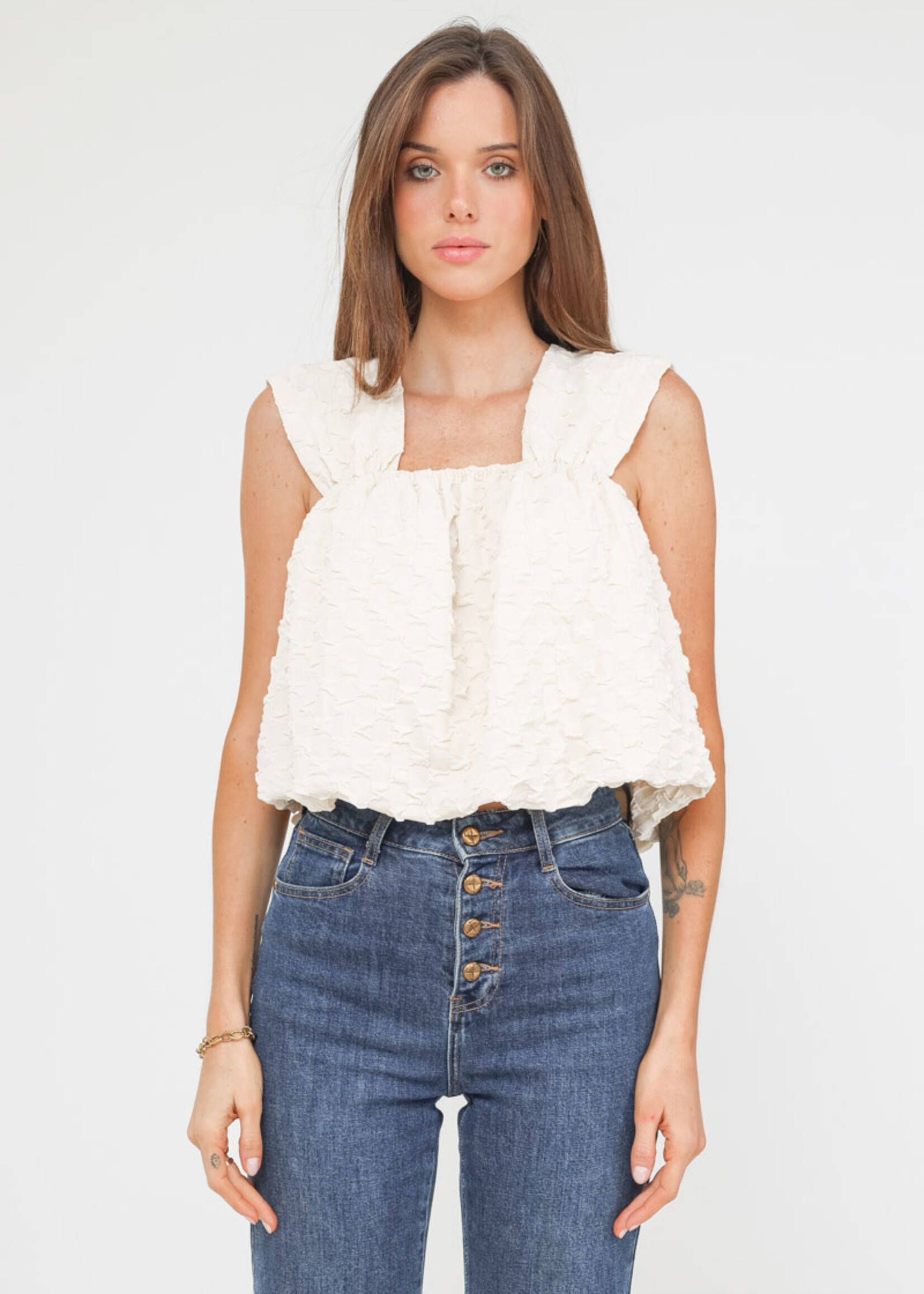 Rosa Puff Top - White