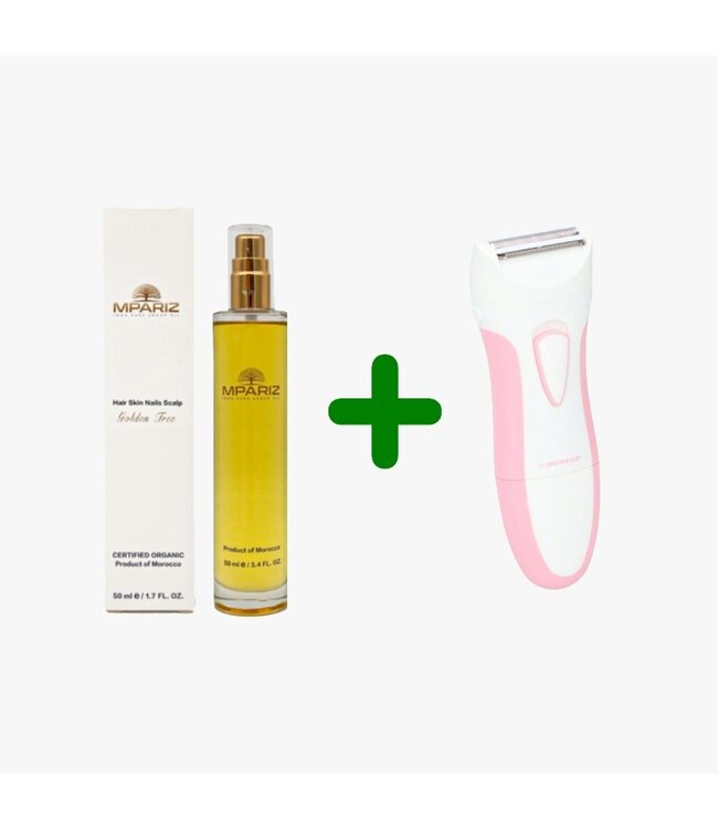 Mpariz Glow & Go Set (Ladyshaver Dunlop en Arganolie 50ml)