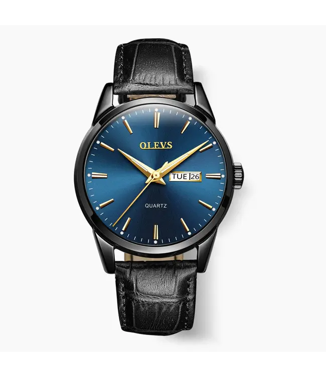 Olevs Luxe Herenhorloge Zwart  Zwart