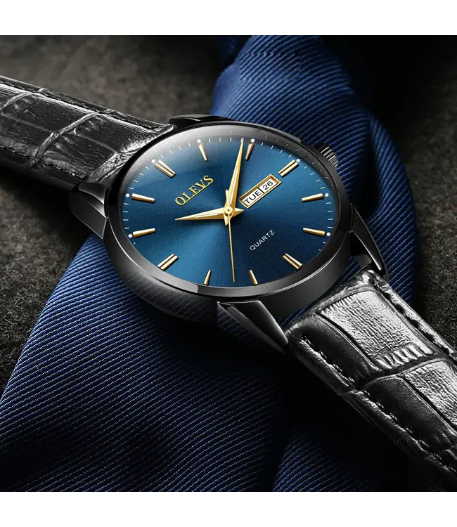 Olevs Luxe Herenhorloge Zwart  Zwart