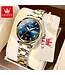 Olevs Luxe Dameshorloge Goud  Blauw - Gratis Armband bij elke bestelling (twv €29,95)