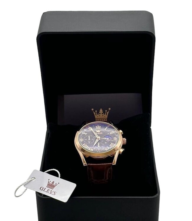 Olevs Luxe Herenhorloge Rosé  zwart