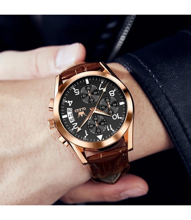 Olevs Luxe Herenhorloge  Rosé  Zwart