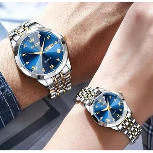 Olevs Luxe Horlogeset Zilver Goud Zwart