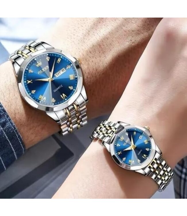 Olevs Luxe Horlogeset Zilver Goud Zwart