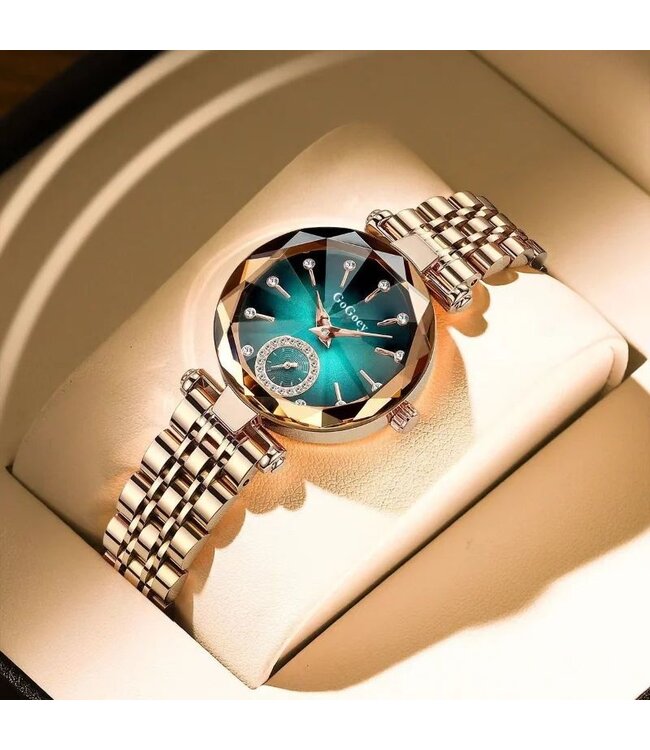 Poedagar Luxe Dameshorloge Rose Groen