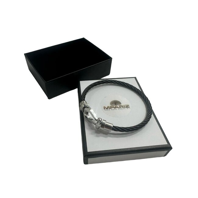 Mpariz Luxe Armband Draad Zwart &  Zilver RVS