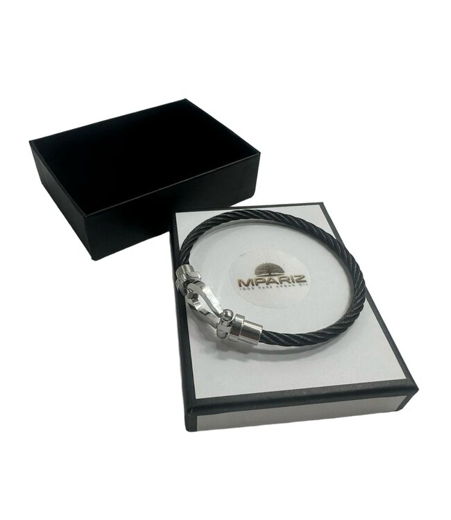 Mpariz Luxe Armband Draad Zwart &  Zilver RVS