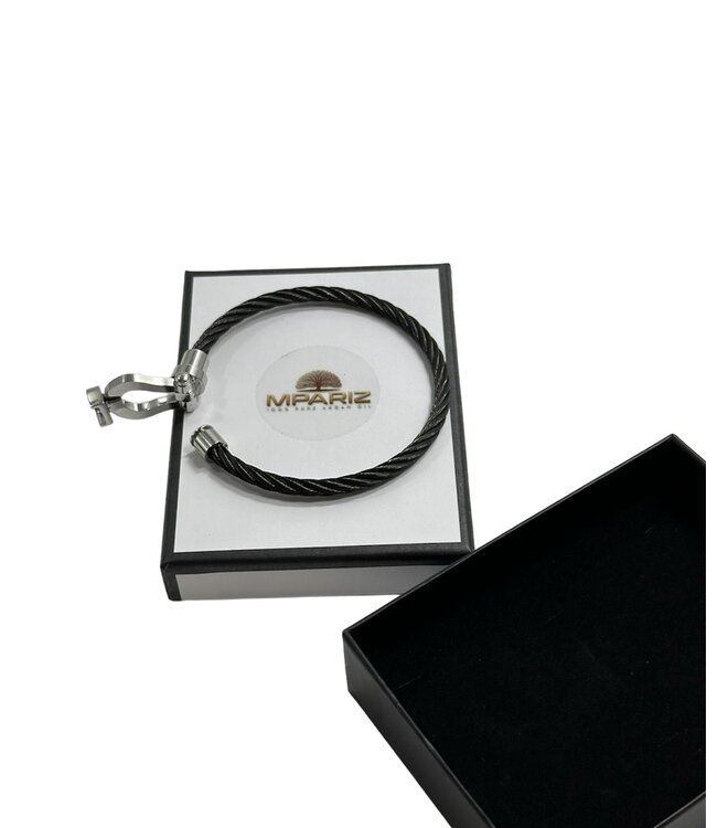 Mpariz Luxe Armband Draad Zwart &  Zilver RVS