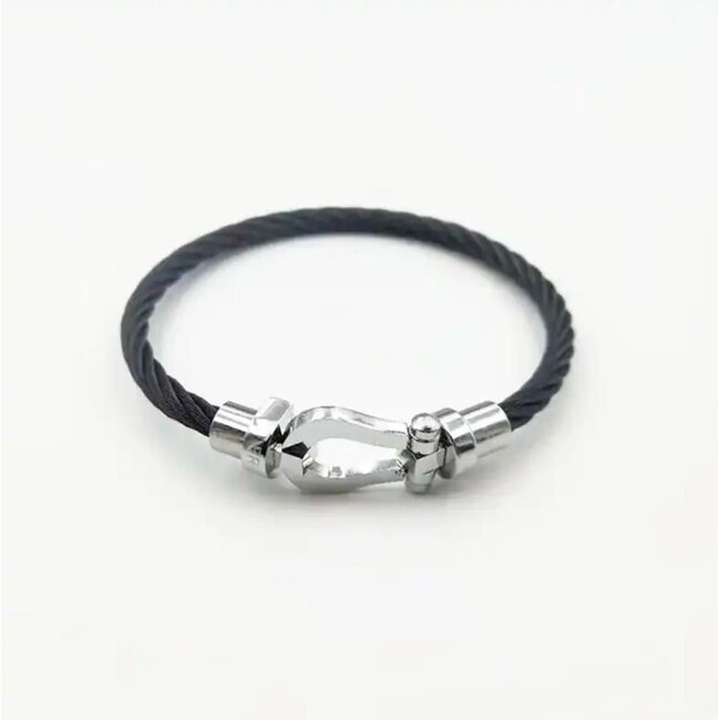 Mpariz Luxe Armband Draad Zwart &  Zilver RVS